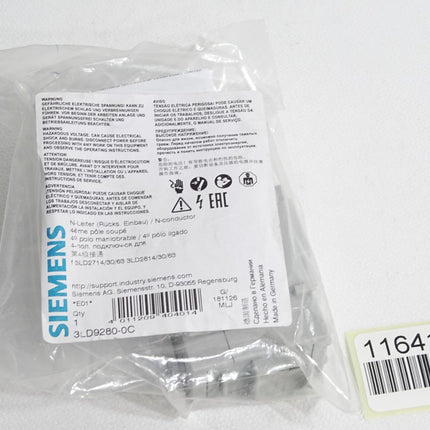 Siemens 3LD9280-0C N-Leiter 3LD2714/30/63 / Neu OVP - Maranos.de