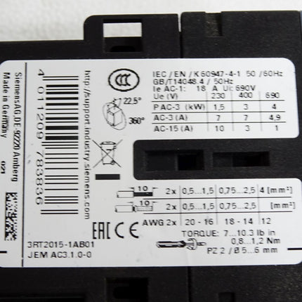 Siemens 3RT2015-1AB01 Leistungsschütz / Unbenutzt - Maranos.de