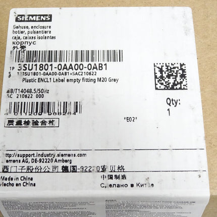 Siemens Gehäuse 3SU1801-0AA00-0AB1 / Neu OVP - Maranos.de