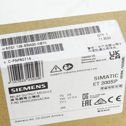 Siemens ET200SP F-RQ 6ES7136-6RA00-0BF0 6ES7 136-6RA00-0BF0 / Neu OVP versiegelt - Maranos.de