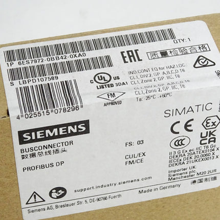 Siemens Busconnector 6ES7972-0BB42-0XA0 6ES7 972-0BB42-0XA0 / Neu OVP versiegelt - Maranos.de