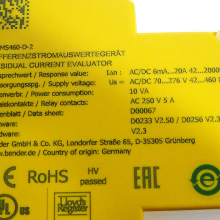 Bender RCMS460-D-2 Differenzstromauswertegerät / Neu OVP