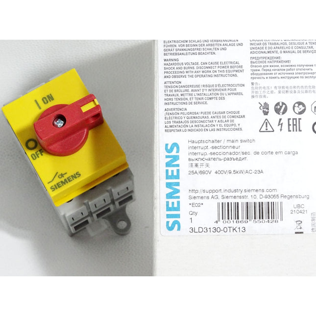 Siemens Hauptschalter 3LD3130-0TK13 25A/690V 400V/9.5kW/AC-23A / Neu OVP - Maranos.de