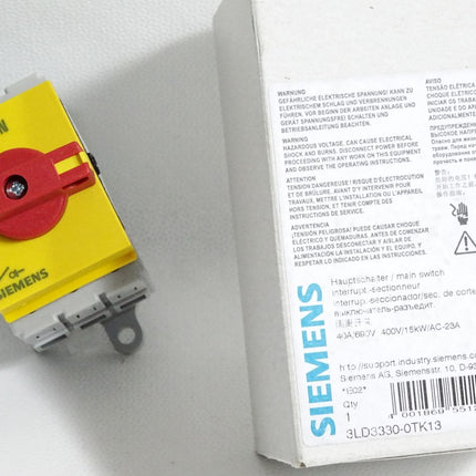 Siemens Hauptschalter 3LD3330-0TK13 40A/690V 400V/15kW/AC-23A / Neu OVP - Maranos.de