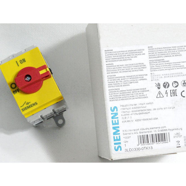 Siemens Hauptschalter 3LD3330-0TK13 40A/690V 400V/15kW/AC-23A / Neu OVP - Maranos.de