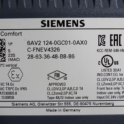 Siemens TP700 Comfort Panel 6AV2124-0GC01-0AX0 6AV2 124-0GC01-0AX0 - Maranos.de