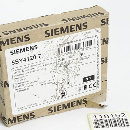 Siemens 5SY4120-7 MCB C20 Leitungsschutzschalter / Neu OVP