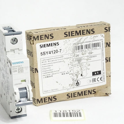 Siemens 5SY4120-7 MCB C20 Leitungsschutzschalter / Neu OVP