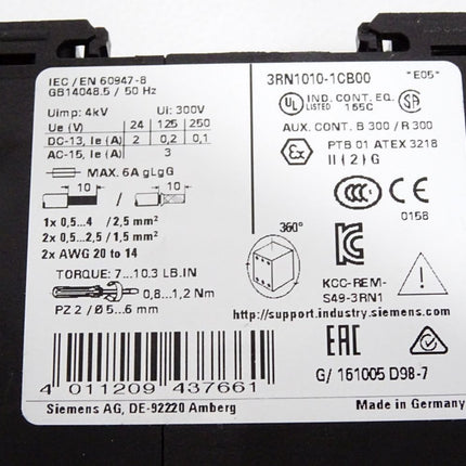 Siemens 3RN1010-1CB00 Thermistor-Motorschutz