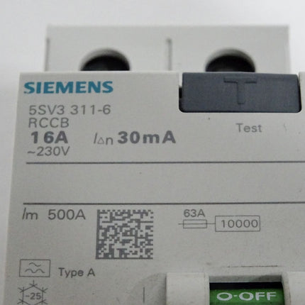 Siemens 5SV3311-6 RCCB 16A FI-Schutzschalter