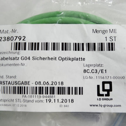 LQ Group Kabel 1156171-00000 G04 Sicherheit Optikplatte / Neu OVP - Maranos.de