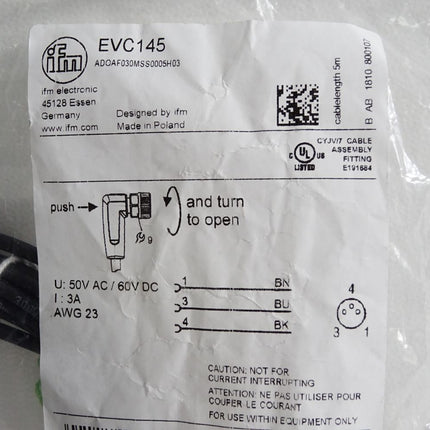 Ifm Electronic EVC145 Anschlusskabel ADOAF030MSS0005H03 / Neu OVP - Maranos.de