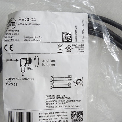 Ifm Electronic EVC004 Anschlusskabel ADOAH040MSS0002H04 / Neu OVP - Maranos.de