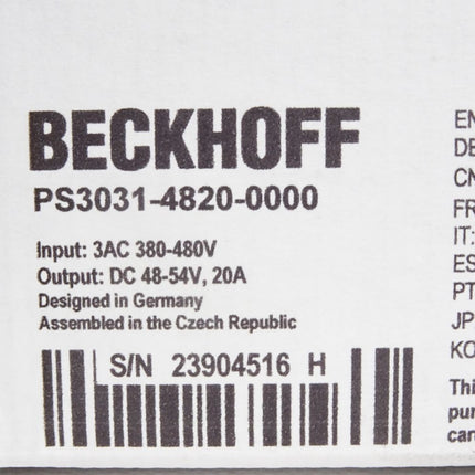 Beckhoff PS3031-4820-0000 Stromversorgung / Neu OVP - Maranos.de
