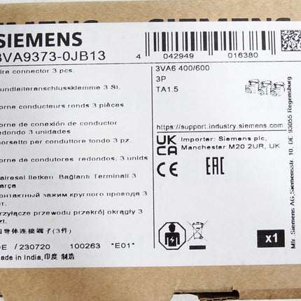 Siemens Rundleiteranschlussklemme 3VA9373-0JB13 / Inhalt:3 Stück / Neu OVP - Maranos.de