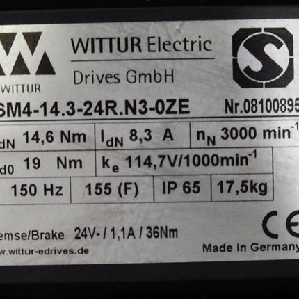Wittur Electric Servomotor DSM4-14.3-24R.N3-0ZE 3000min-1 Top Zustand - Maranos.de