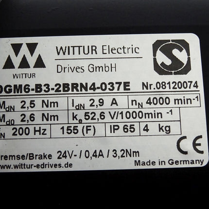 Wittur Electric Servomotor DGM6-B3-2BRN4-037E 4000min-1 Top Zustand - Maranos.de