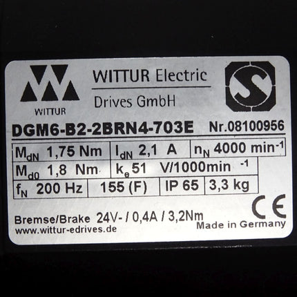 Wittur Electric Servomotor DGM6-B3-20RN4-037E 4000min-1 Top Zustand - Maranos.de
