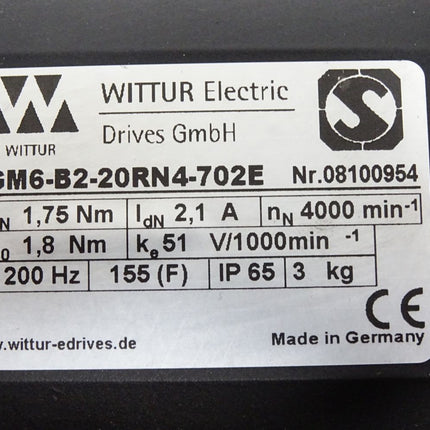 Wittur Electric Servomotor DGM6-B2-20RN4-702E 4000min-1 Top Zustand - Maranos.de