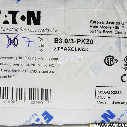Eaton Drehstromschienenblock B3.0/3-PKZ0 XTPAXCLKA3 / Inhalt:7 Stück / Neu OVP - Maranos.de
