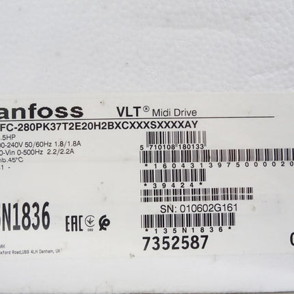 Danfoss VLT Midi Drive 135N1836 FC-280PK37T2E20H2BXC 0.37kW / Neu OVP