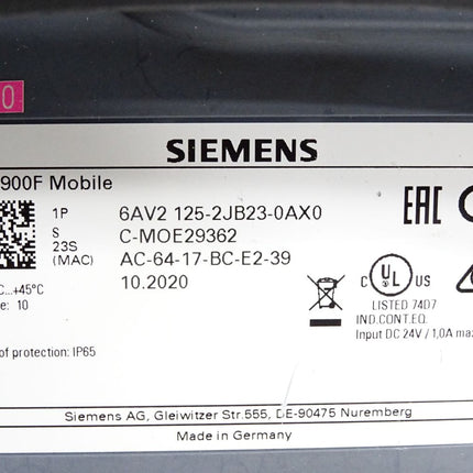 Siemens KTP900F Mobile 6AV2125-2JB23-0AX0 6AV2 125-2JB23-0AX0 / Erneuert - Maranos.de