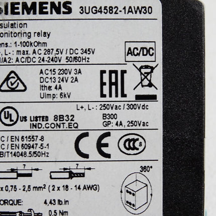 Siemens 3UG4582-1AW30 Isolationsüberwachungsrelais / Unbenutzt - Maranos.de