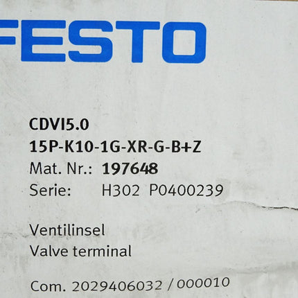 Festo CDVI5.0 15P-K10-1G-XR-G-B+Z 197648 196651 NSF-H1 / Neu OVP versiegelt