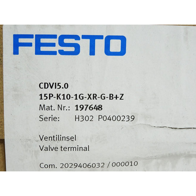 Festo CDVI5.0 15P-K10-1G-XR-G-B+Z 197648 196651 NSF-H1 / Neu OVP versiegelt