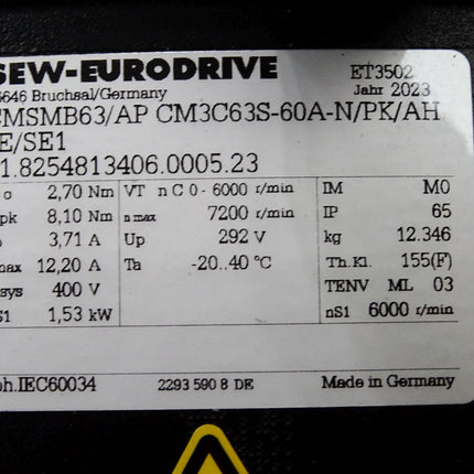 SEW Elektrozylinder CMSMB63/AP CM3C63S-60A-N/PK/AH1E/SE1 6000r/min / Unbenutzt