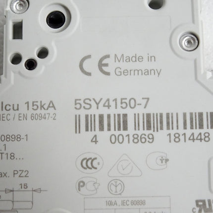 Siemens 5SY41 MCB C50 5SY4150-7 Leitungsschutzschalter - Maranos.de