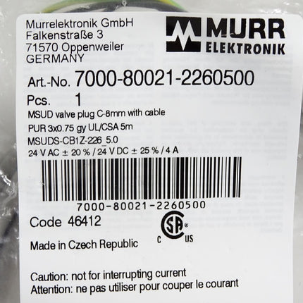 Murr Elektronik Kabel 7000-80021-2260500 / Neu OVP - Maranos.de