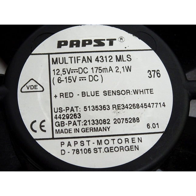 Papst Lüfter 4312 MLS 12.5VDC 2.1W 119mm für Siemens 6FC5147-0AA07-0AA1