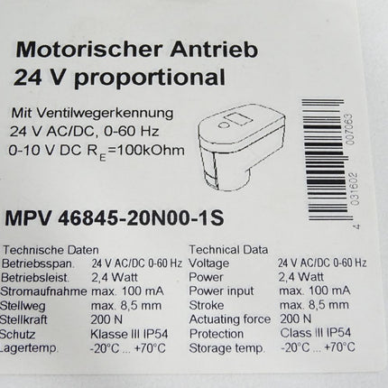 Moehlenhoff Motorischer Antrieb 24V proportional MPV 46845-20N00-1S / Neu OVP - Maranos.de