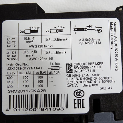 Siemens 3RV2011-0KA25 Leistungsschalter - Maranos.de