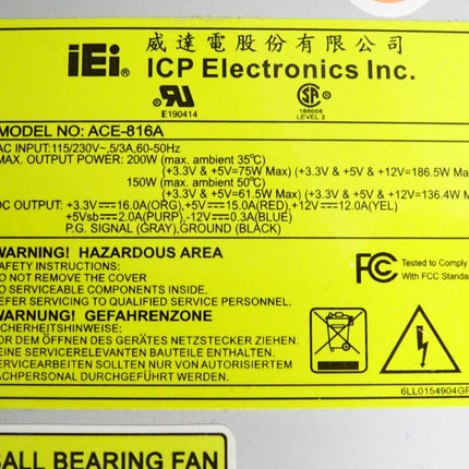 iEi ICP ACE-816A Power Supply 200W - Maranos.de