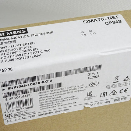Siemens CP343-1 LEAN ERTEC 6GK7343-1CX10-0XE0  Neu OVP versiegelt - Maranos.de