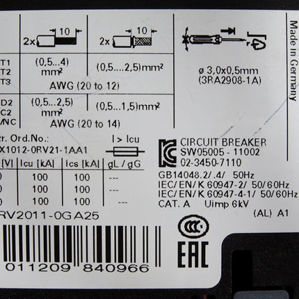 Siemens 3RV2011-0GA25 Leistungsschalter - Maranos.de