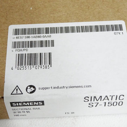 Siemens S7-1500 Sectional Rail 160mm 6ES7590-1AB60-0AA0 / Neu OVP versiegelt