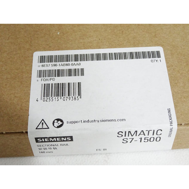 Siemens S7-1500 Sectional Rail 160mm 6ES7590-1AB60-0AA0 / Neu OVP versiegelt