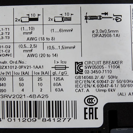 Siemens 3RV2021-4BA25 Leistungsschalter - Maranos.de