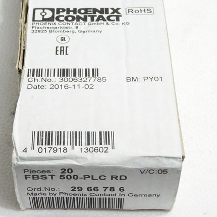 Phoenix Contact 2966786 FBST 500-PLC RD 20 Endlossteckbrücke /Neu OVP versiegelt - Maranos.de