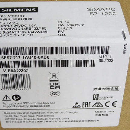 Siemens 1200 CPU1217C 6ES7217-1AG40-0XB0 6ES7 217-1AG40-0XB0 Neu OVP versiegelt - Maranos.de