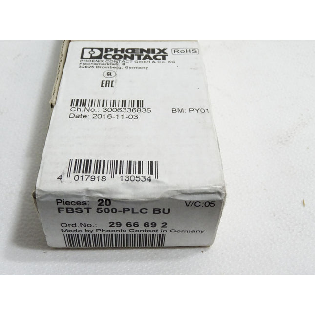 Phoenix Contact 2966692 FBST 500-PLC BU 20 Endlossteckbrücke /Neu OVP versiegelt - Maranos.de