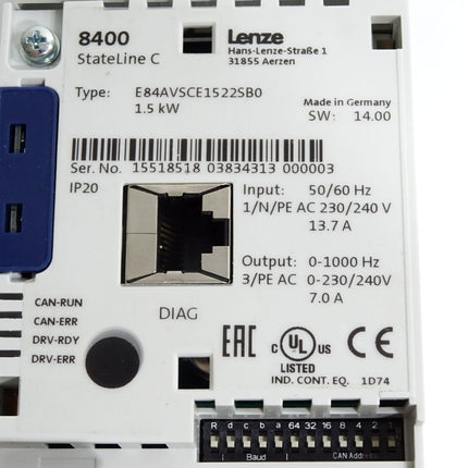 Lenze 8400 StateLine C E84AVSCE1522SB0 Frequenzumrichter 1.5kW - Maranos.de