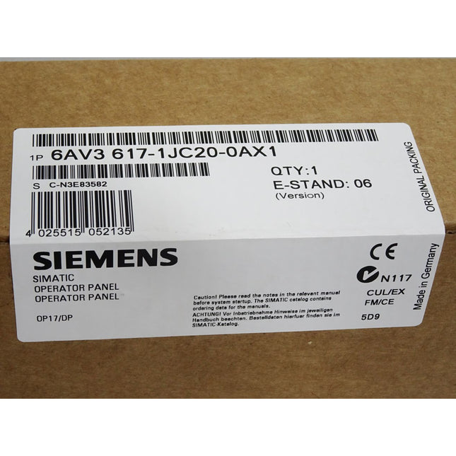 Siemens OP17 Panel 6AV3617-1JC20-0AX1 6AV3 617-1JC20-0AX1 / Neu OVP versiegelt - Maranos.de