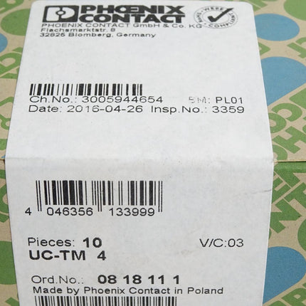 Phoenix Contact 0818111 UC-TM 4 / Inhalt:10 Stück / Neu OVP versiegelt - Maranos.de