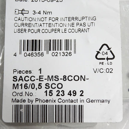 Phoenix Contact 1523492 SACC-E-MS-8CON-M16/0,5 SCO Gerätesteckverbinder/ Neu OVP - Maranos.de
