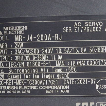 Mitsubishi AC Servo MR-J4-200A-RJ 2kW - Maranos.de