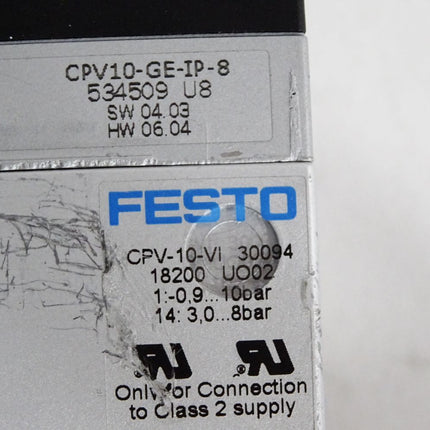 Festo Ventilinsel 18200 CPV-10-VI 534509 CPV10-GE-IP-8 161415 178678